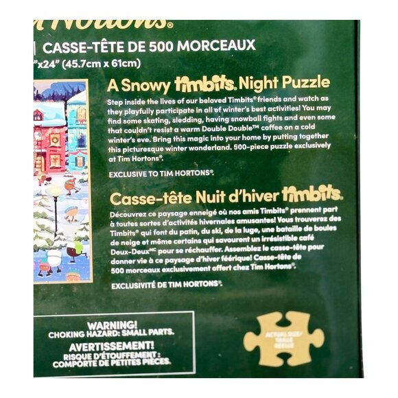 Tim Hortons A Snowy Timbits Night 500 Piece Jigsaw Puzzle 18 x 24 New Sealed - Picture 5 of 9